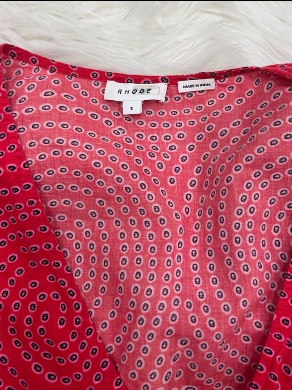 RHODE Red Swirl Ruffle Peplum Blouse - Picture 5 of 5